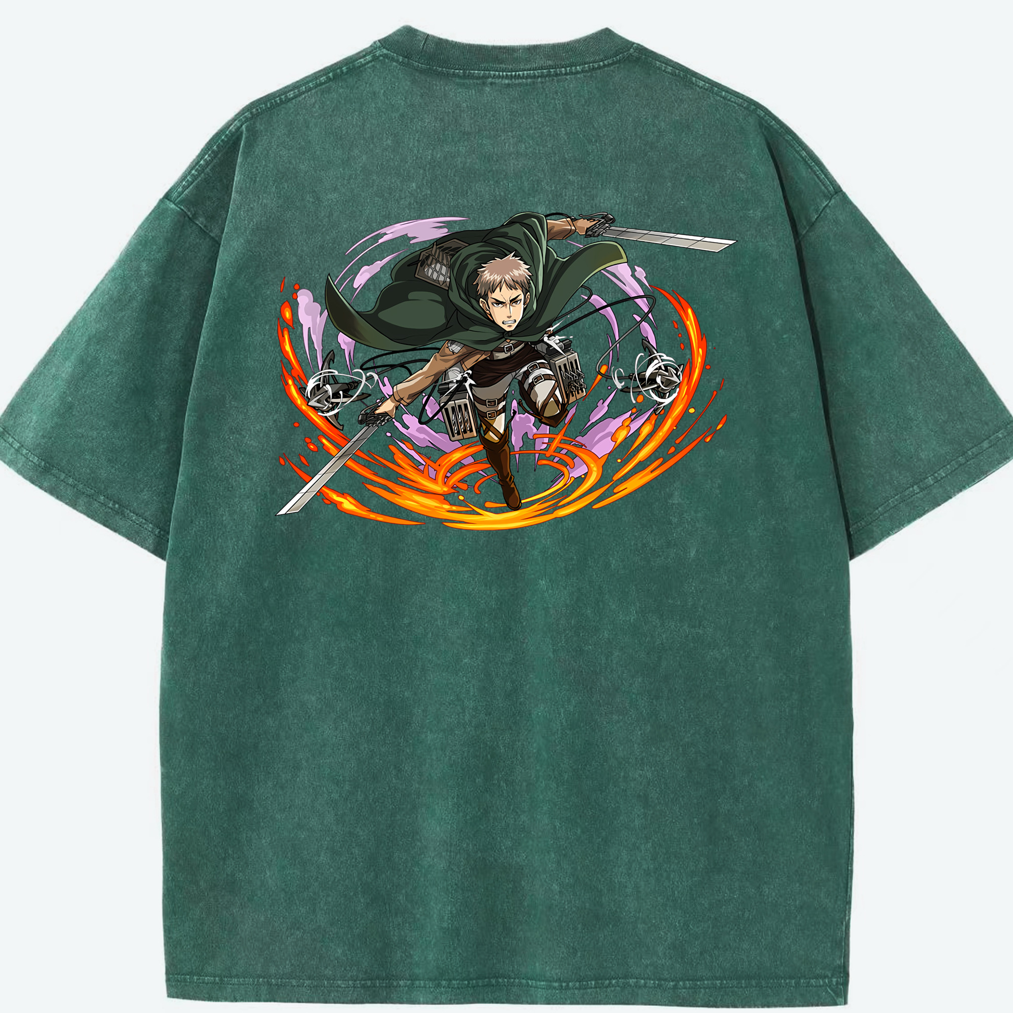 （画像用） 進撃の巨人 ジャン・キルシュタイン Attack on Titan Jean Kirstein 綿100% ヴィンテージ風 半袖Tシャツ（背面プリント）
